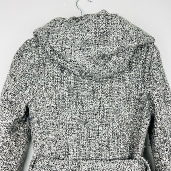 Vertigo Paris Grey Tweed Hooded Wool Blend Pea Coat Women Size S - Picture 12 of 15